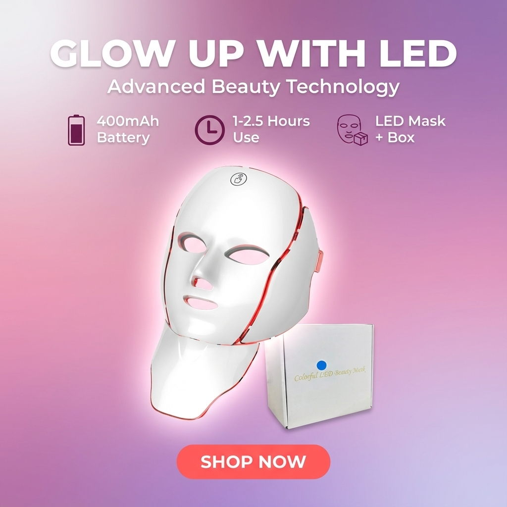 LED Facial Mask with Neck 7 Colors Light Therapy Red Light Facial Mask for Anti-Aging Rejuvenation Brighten Skin Beauty Device